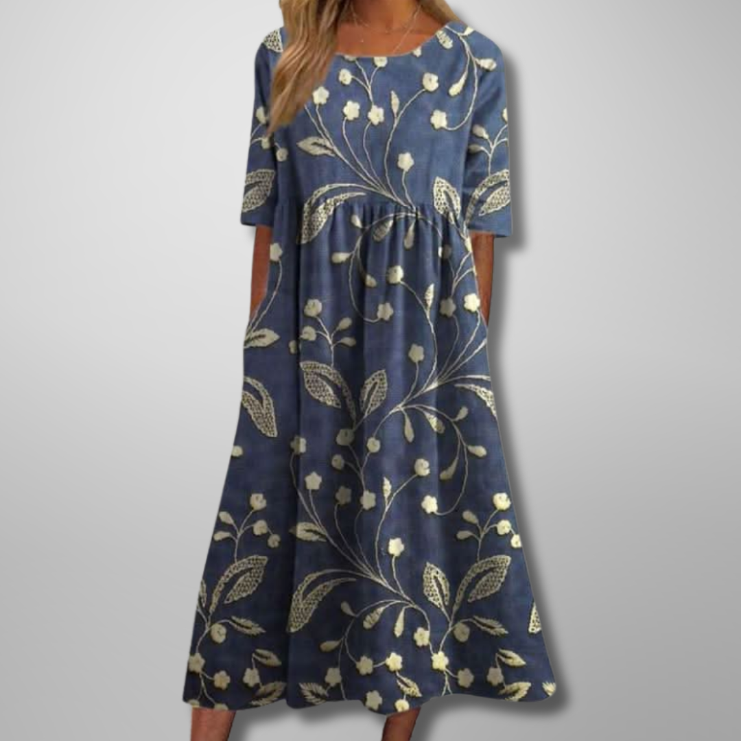 Rosalind | Crew Neck Floral Maxi Dress