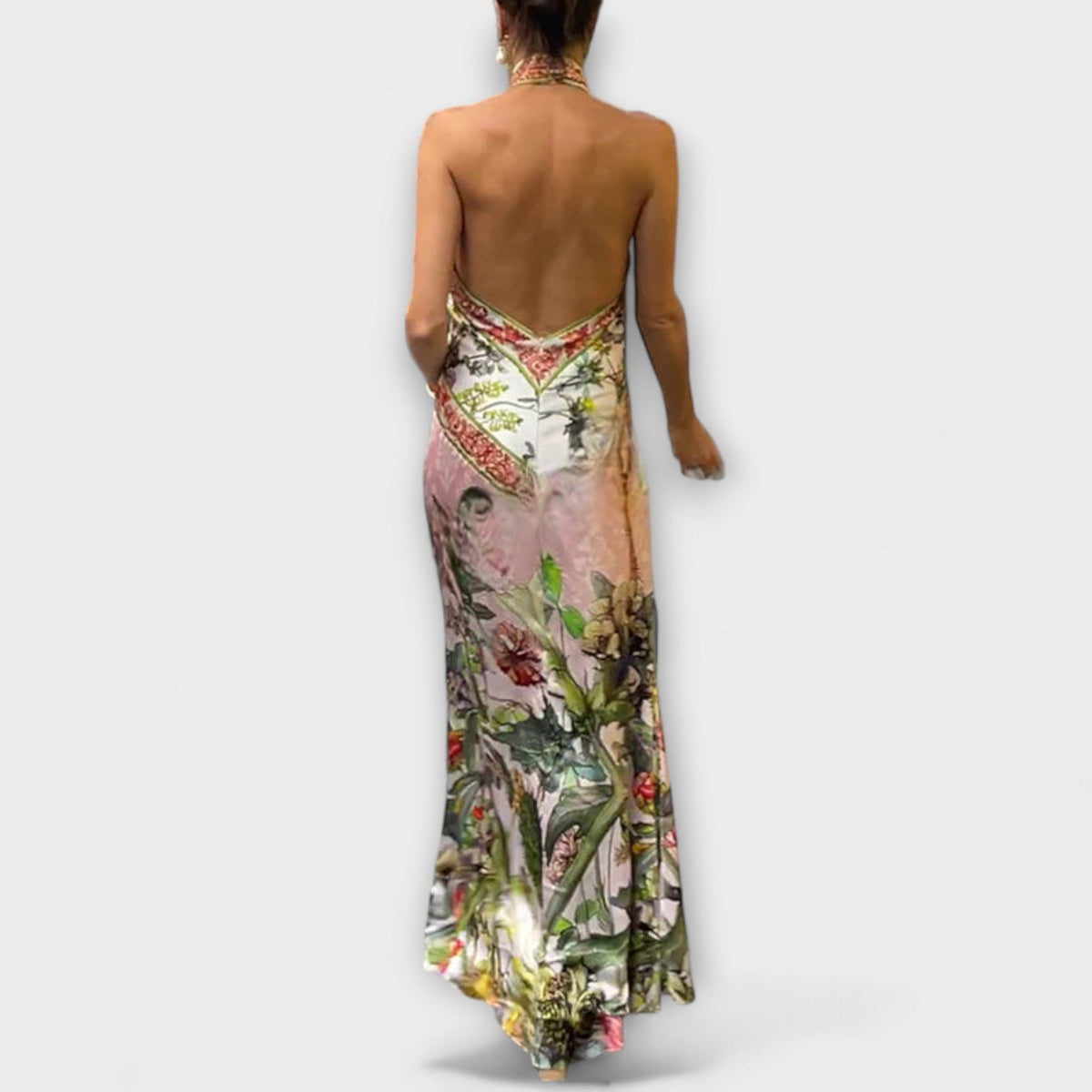 Style200™ | Floral Sleeveless Open Back Maxi Dress for Summer Events
