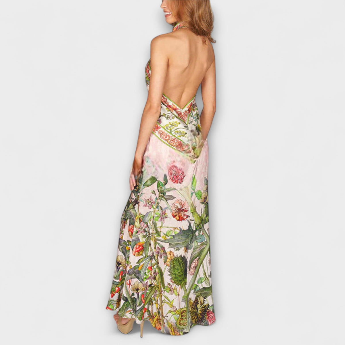 Style200™ | Floral Sleeveless Open Back Maxi Dress for Summer Events