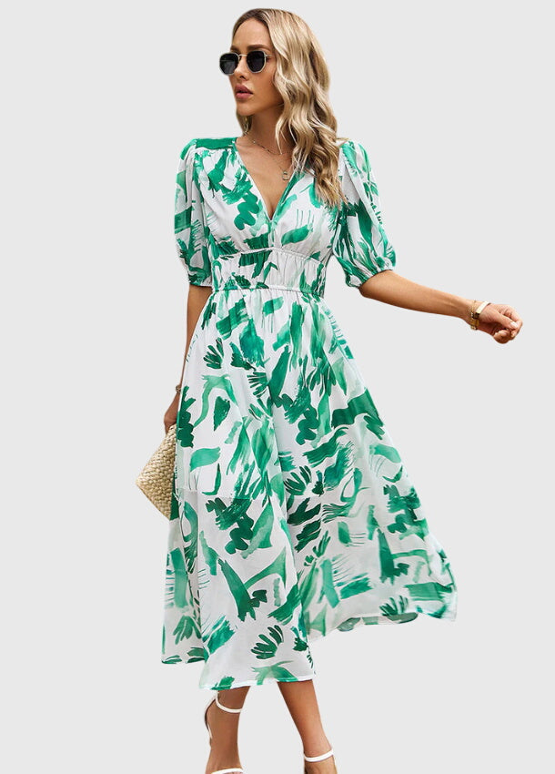 Style200™ | Chic Floral Midi Dress for Any Occasion