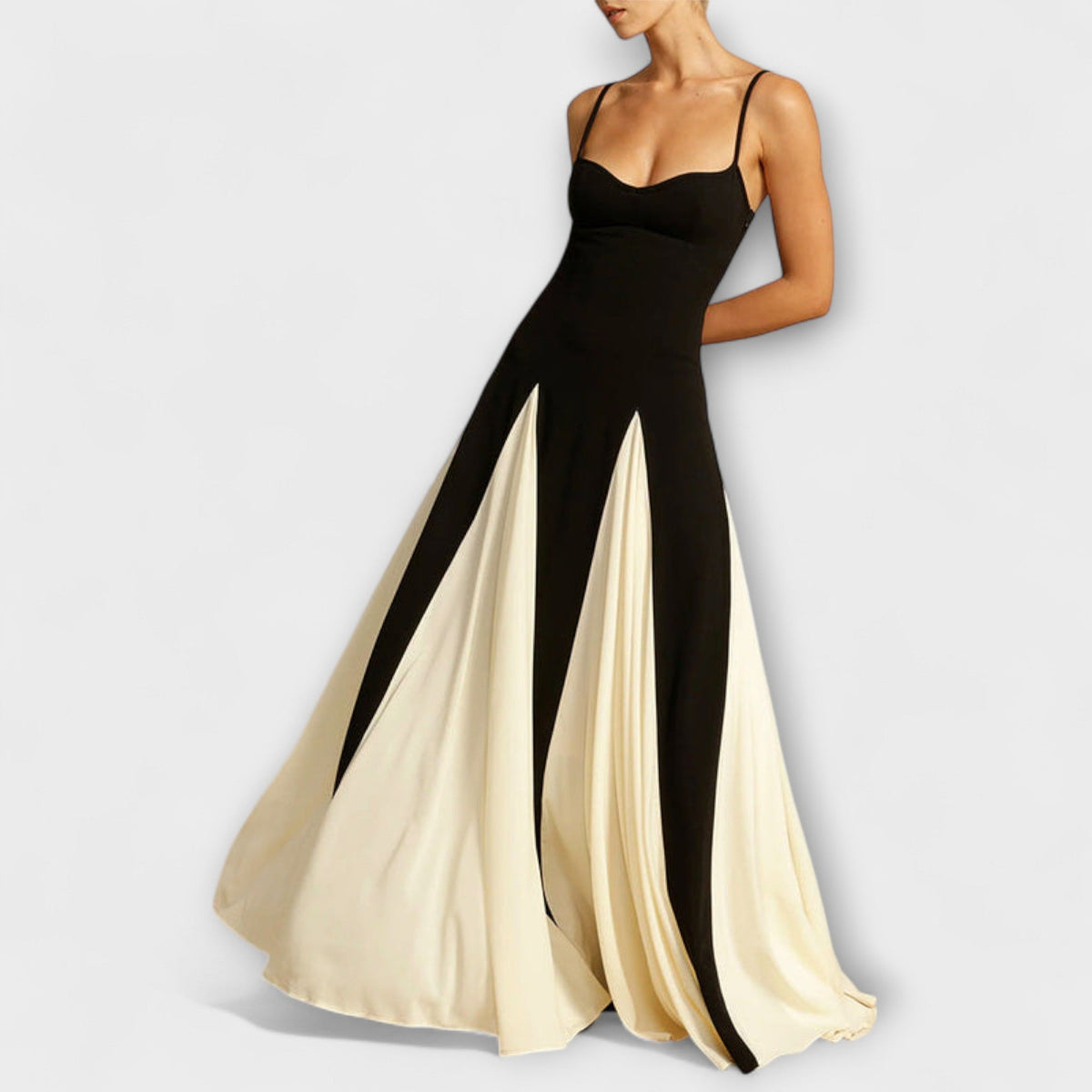 Style200™ | Ember - A-Line Maxi Dress with Tulle Panels for Special Occasions