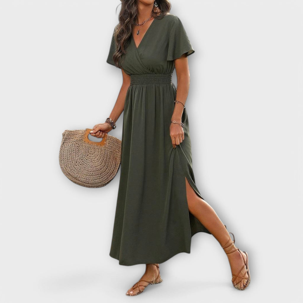Style200™ | Heather - Boho V-Neck Long Sleeve Dress for Every Occasion