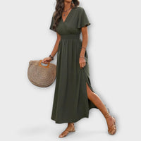 Style200™ | Heather - Boho V-Neck Long Sleeve Dress for Every Occasion