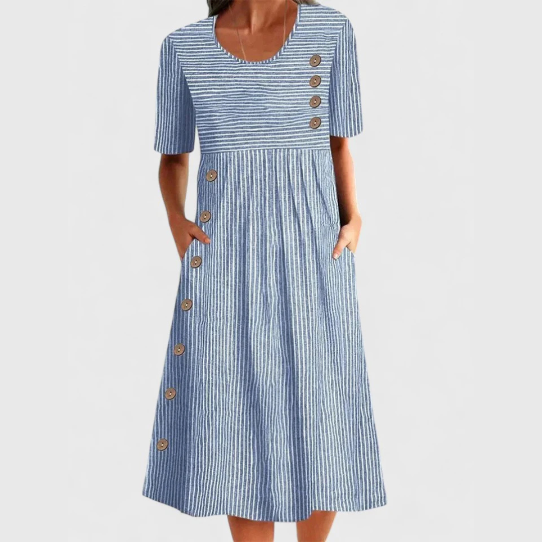 Style200™ | Chic Striped Midi Dress for Any Occasion