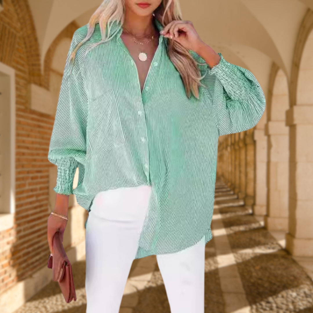 Skye™ | Women's Striped Oversized Button-Down Shirt Long Sleeve