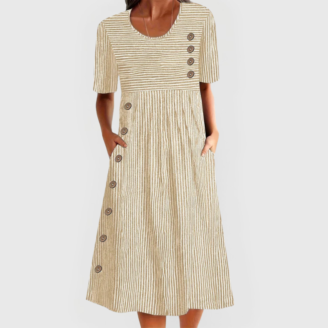 Style200™ | Chic Striped Midi Dress for Any Occasion