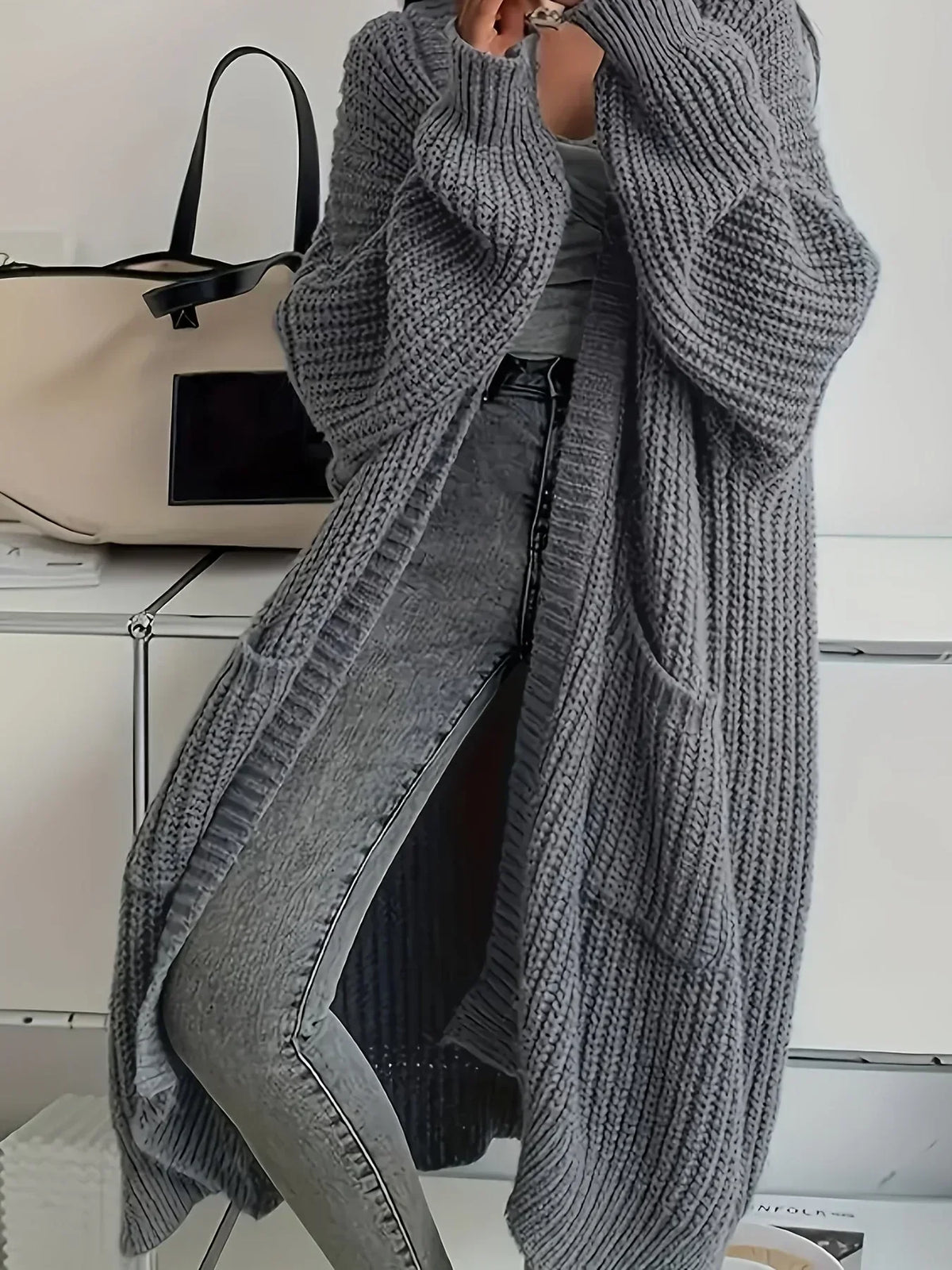 Blake | Long Cardigan with Chunky Ribbed Knit
