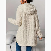Reese | Long Cardigan with Fuzzy Cable Knit Texture