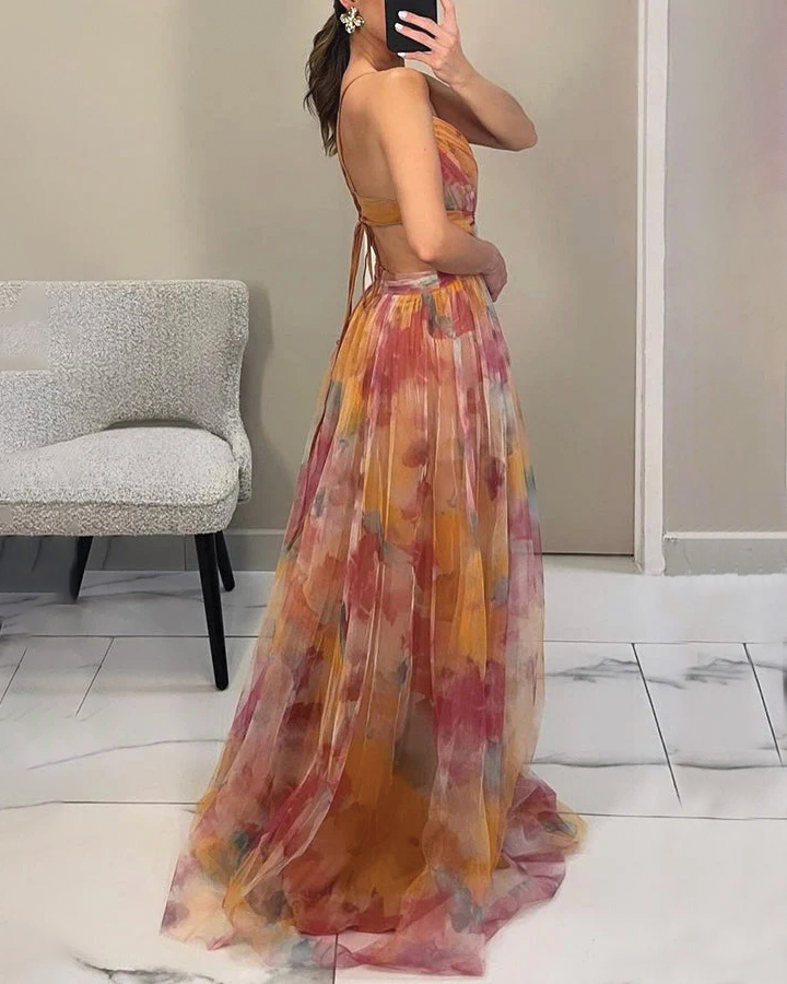 LUCÍA | Floral Organza Maxi Dress