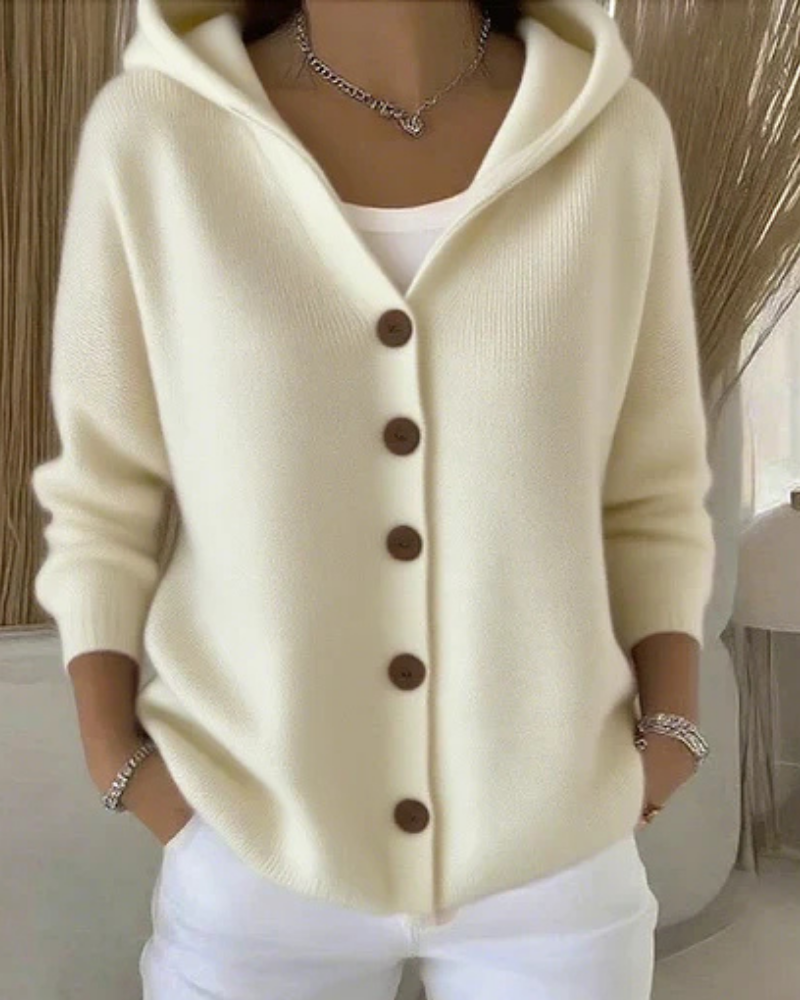 Ivy | Button Up Cardigan with Hooded Detail