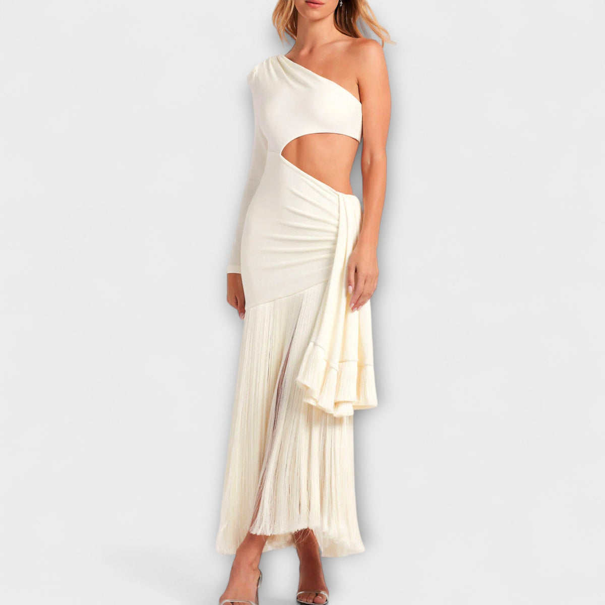 Style200™ | Chic Cutout Fringe Maxi Dress for Special Occasions