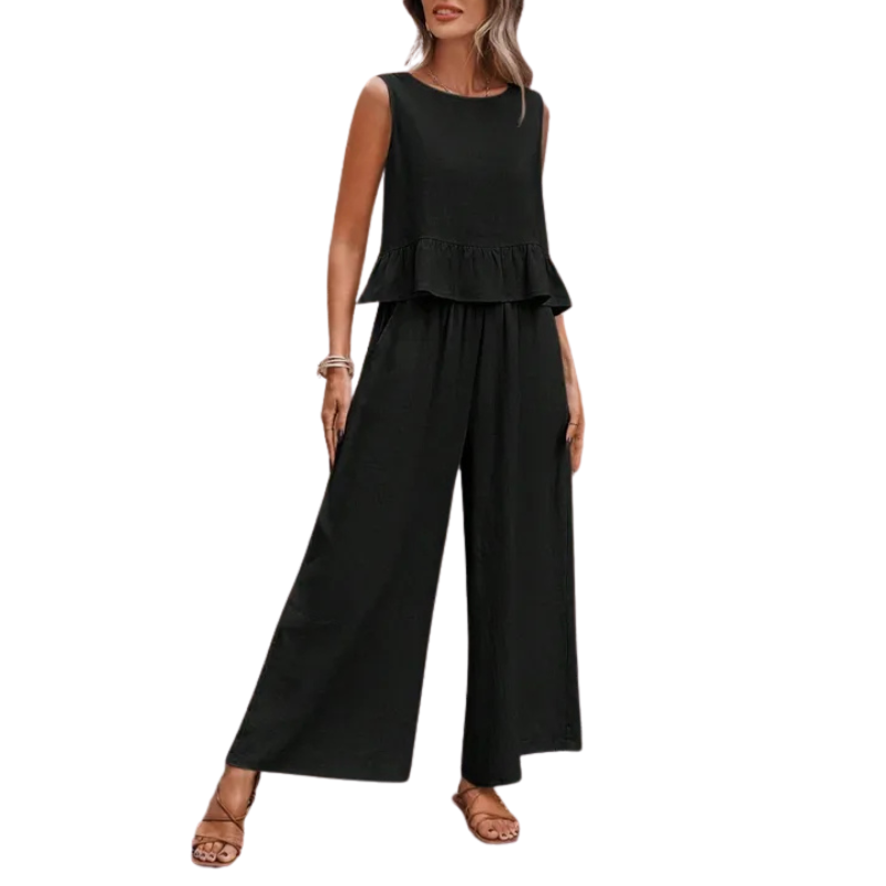 Isla™ | Women's Two Piece Set Ruffle Tank Top Wide Leg Pants