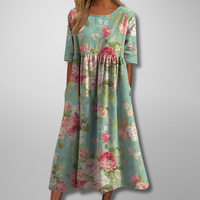 Rosalind | Crew Neck Floral Maxi Dress