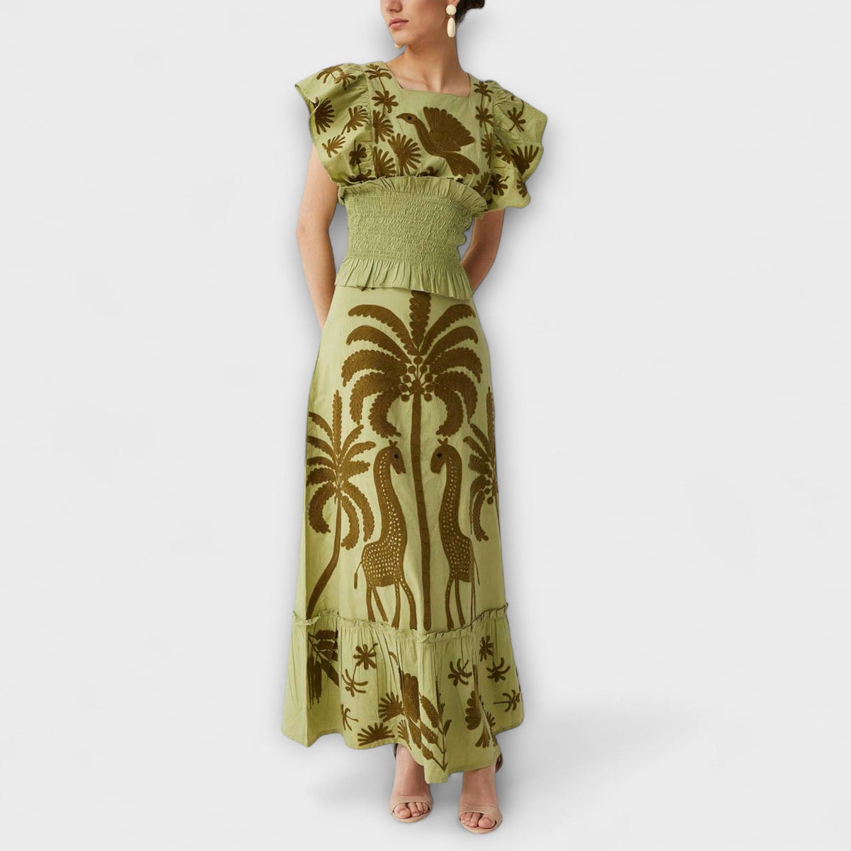 Style200™ | Chic Palm Tree Print Dress for Summer Events