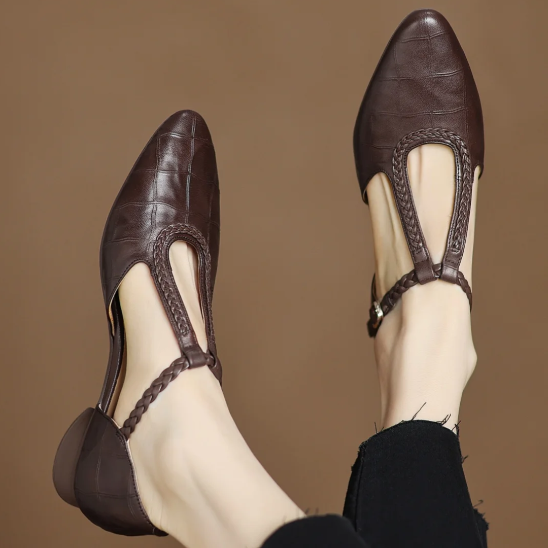 Margot™ | Women's Leather T-Strap Mary Jane Flats Pointed Toe Flat