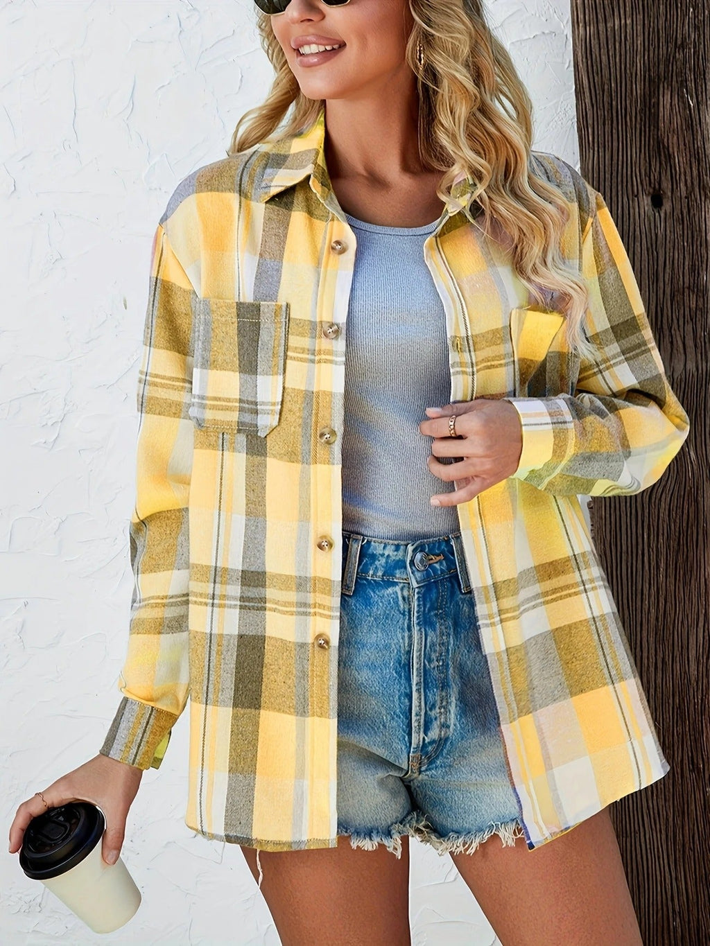 Harper™ | Women's Oversized Plaid Flannel Button-Down Shirt