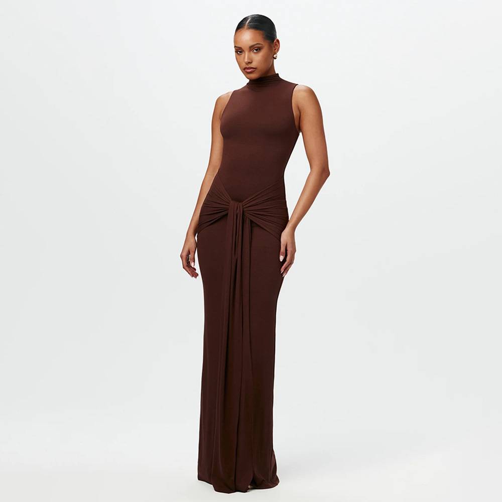 Style200™ | Chiffon Maxi Dress with Chic Knot Detail
