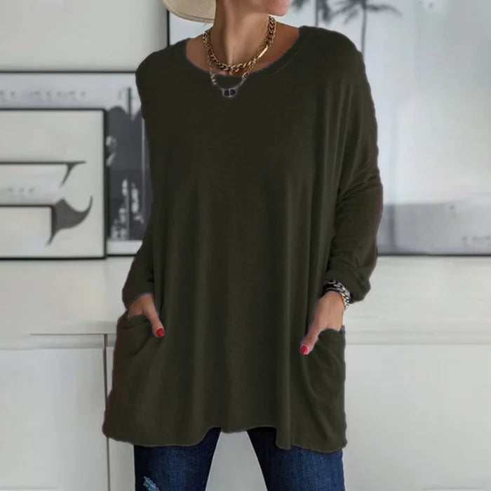 Ruby™ | Women's Oversized Long Sleeve Tunic Top with Pockets