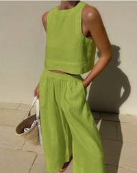 Salina™ | Women's Two Piece Set Crop Top Wide Leg Pants