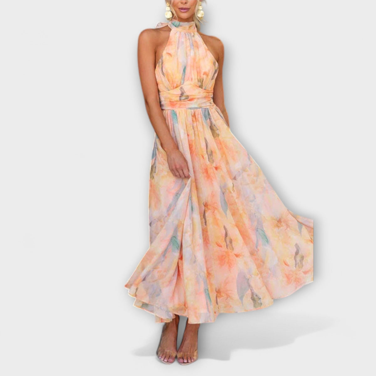 Style200™ | Chic Halter-Neck Maxi Dress for Summer Events