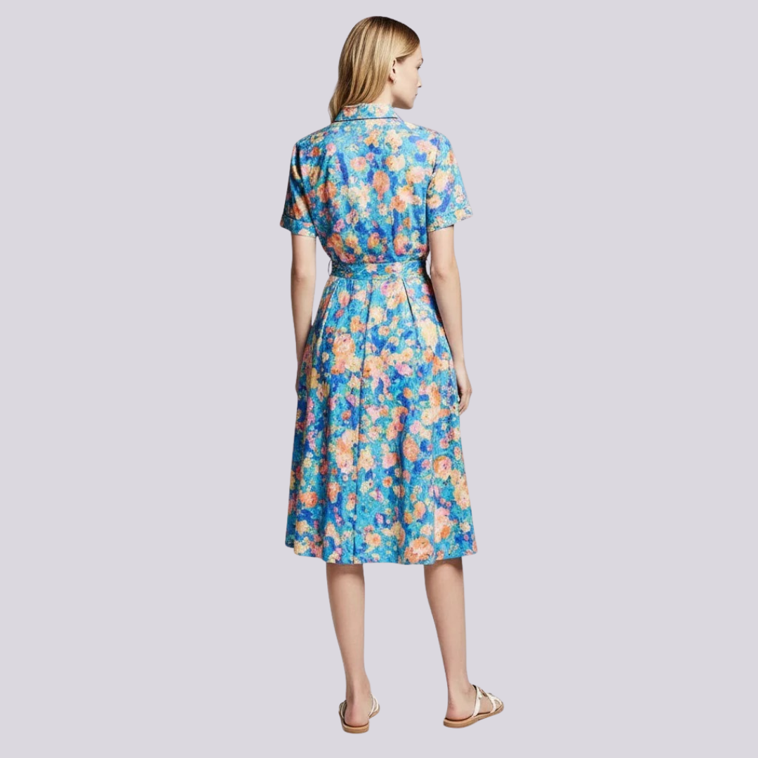 Eloria™ | Floral Shirt-Style Midi Dress