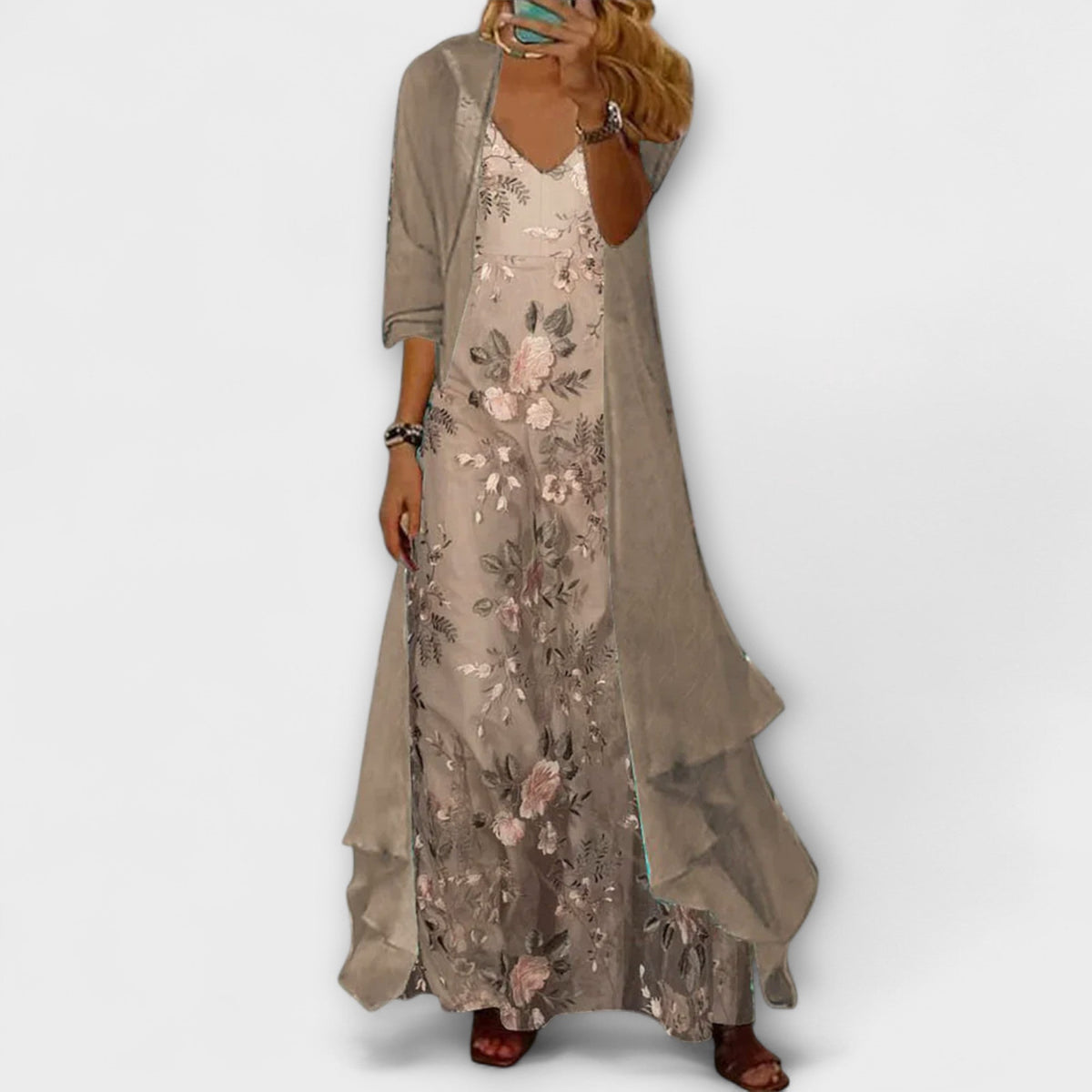 Style200™ | Mara - Stylish Maxi Dress & Jacket Set for Any Occasion
