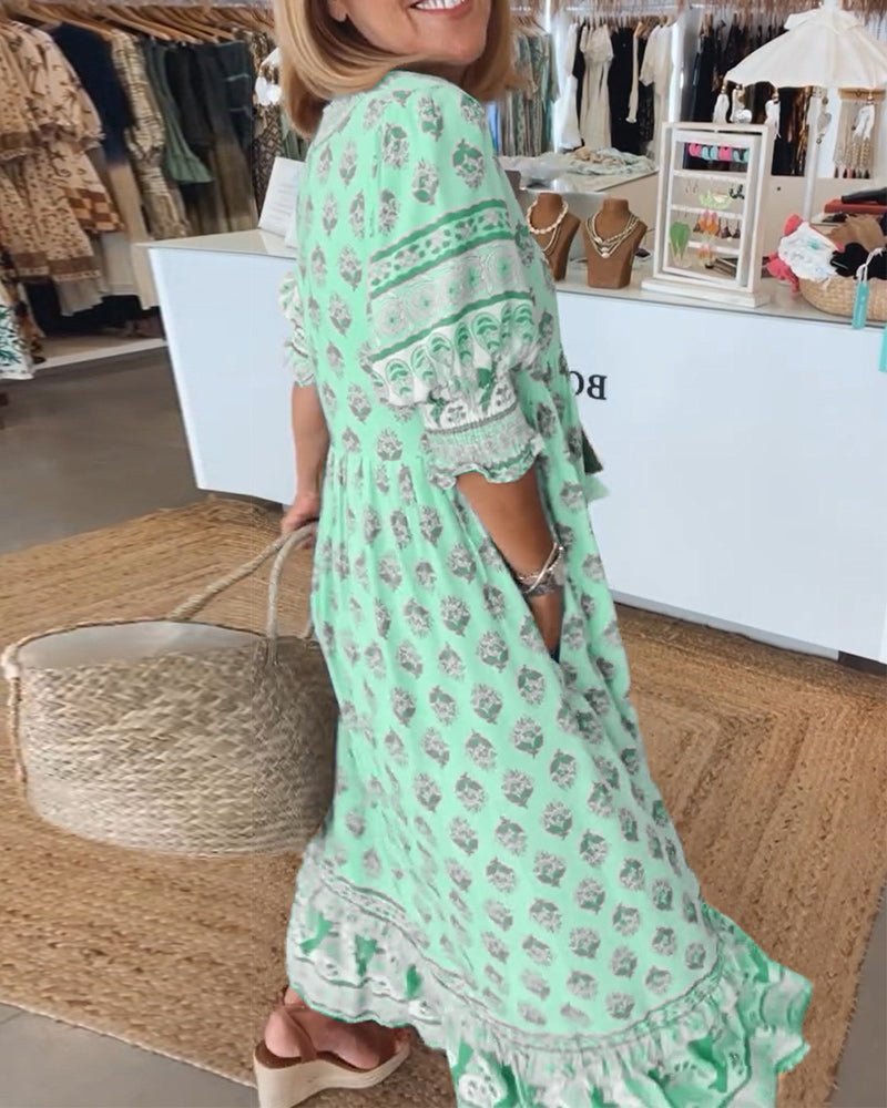 Mana™ | Floral V-Neck Dress for Stylish Occasions