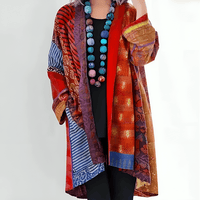 Indigo | Longline Cardigan with Patchwork Print