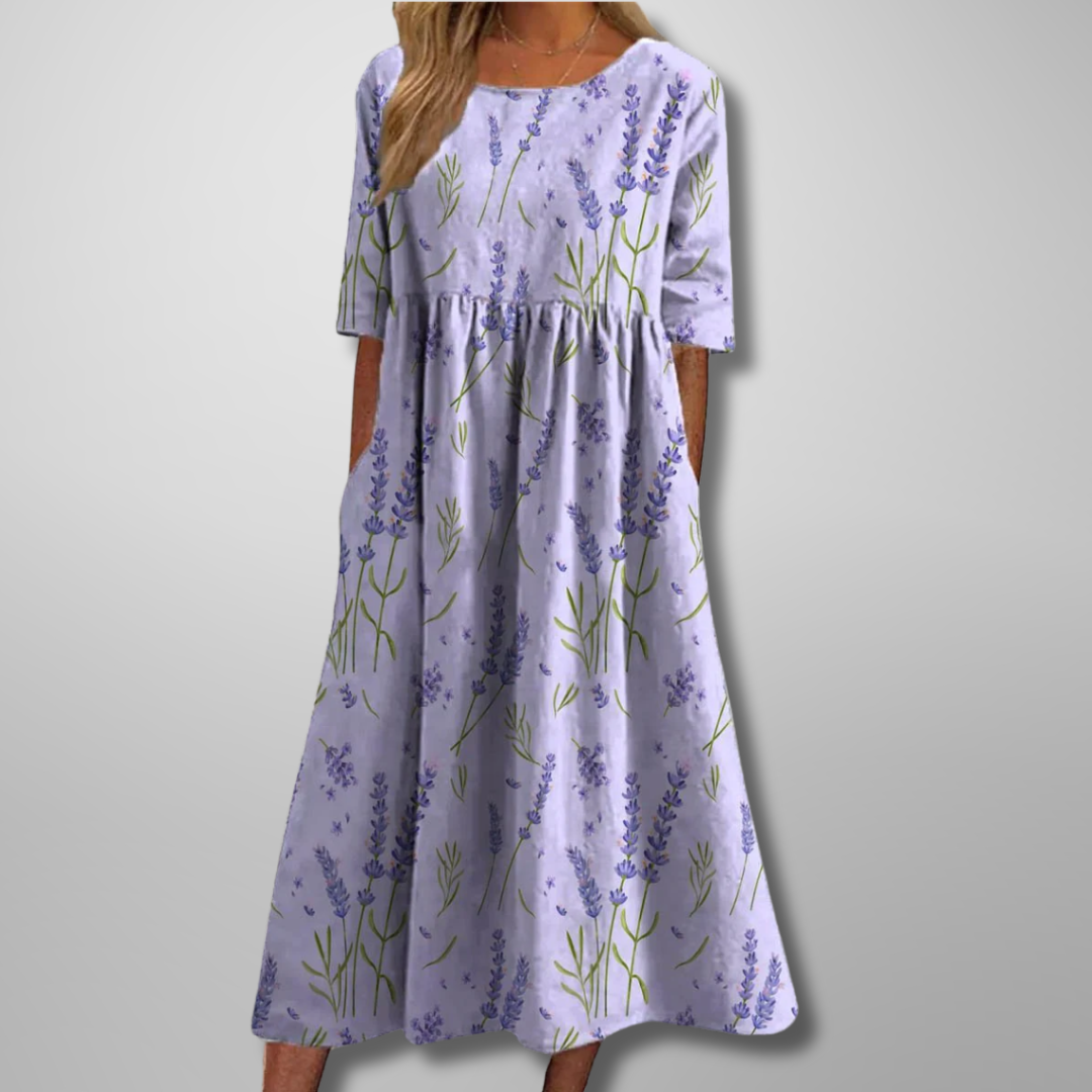 Rosalind | Crew Neck Floral Maxi Dress