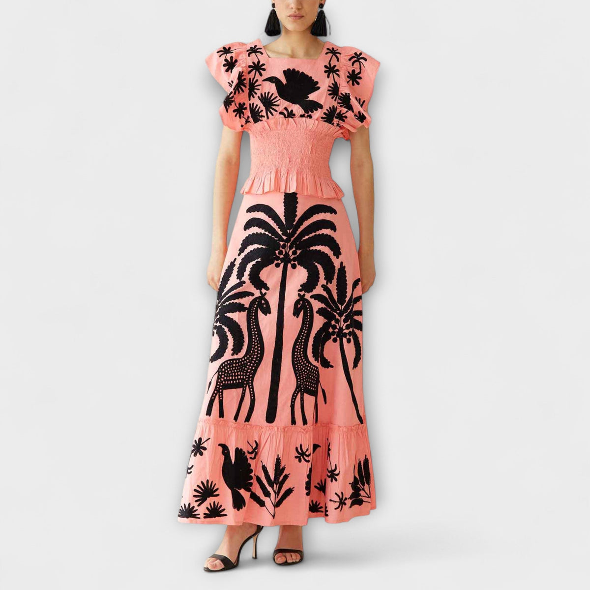 Style200™ | Chic Palm Tree Print Dress for Summer Events