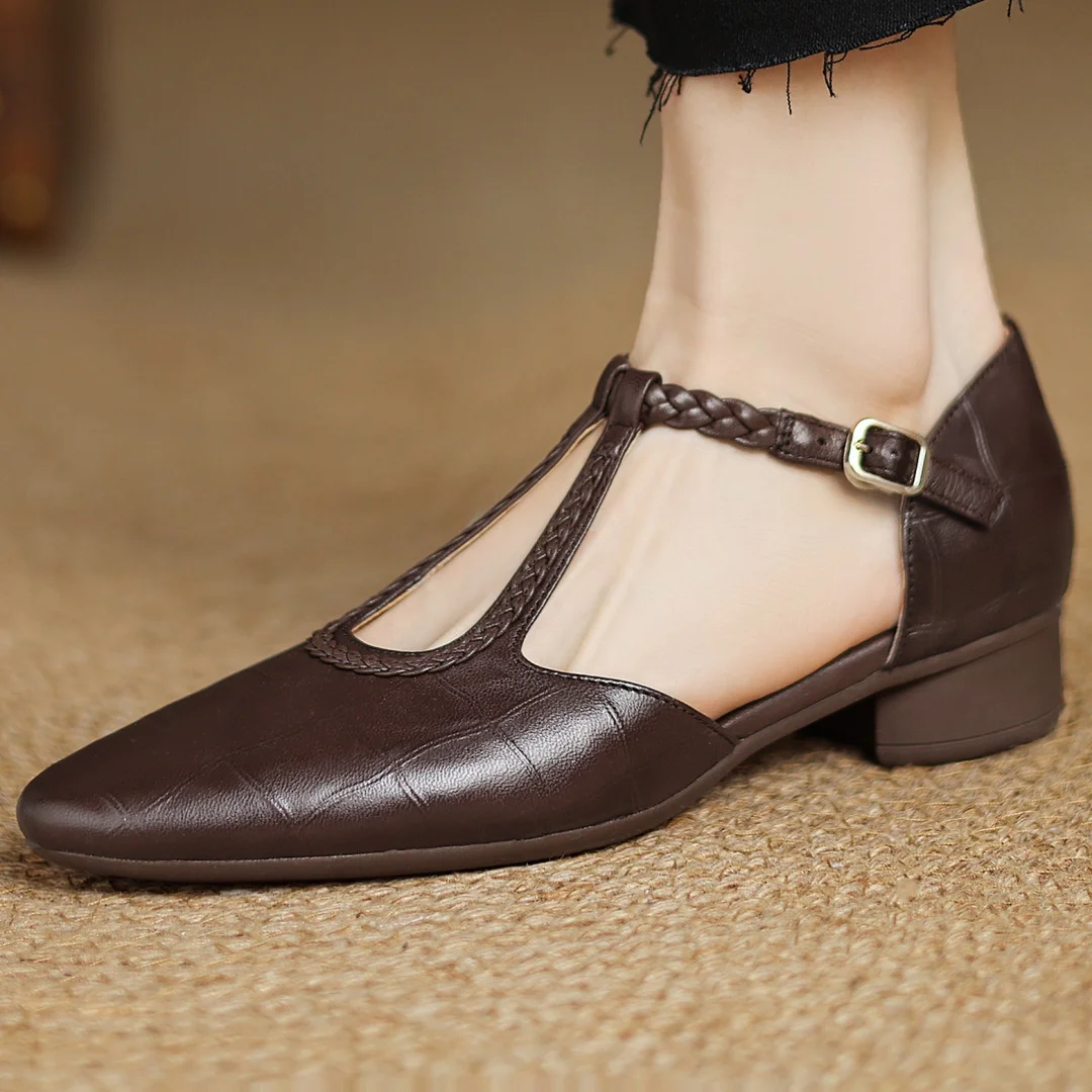 Margot™ | Women's Leather T-Strap Mary Jane Flats Pointed Toe Flat