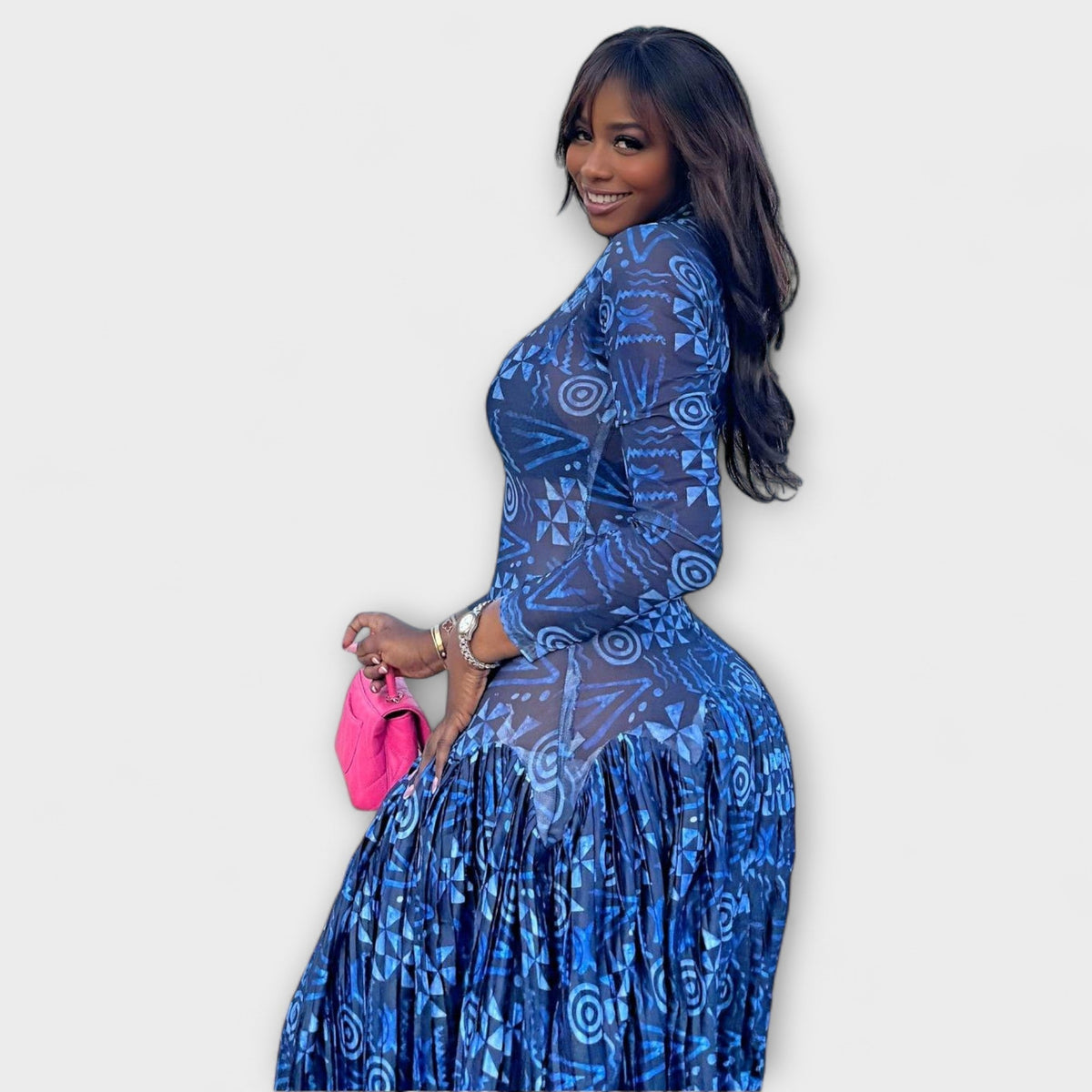 Style200™ | Mia Maxi Dress in Floral Mesh for Events