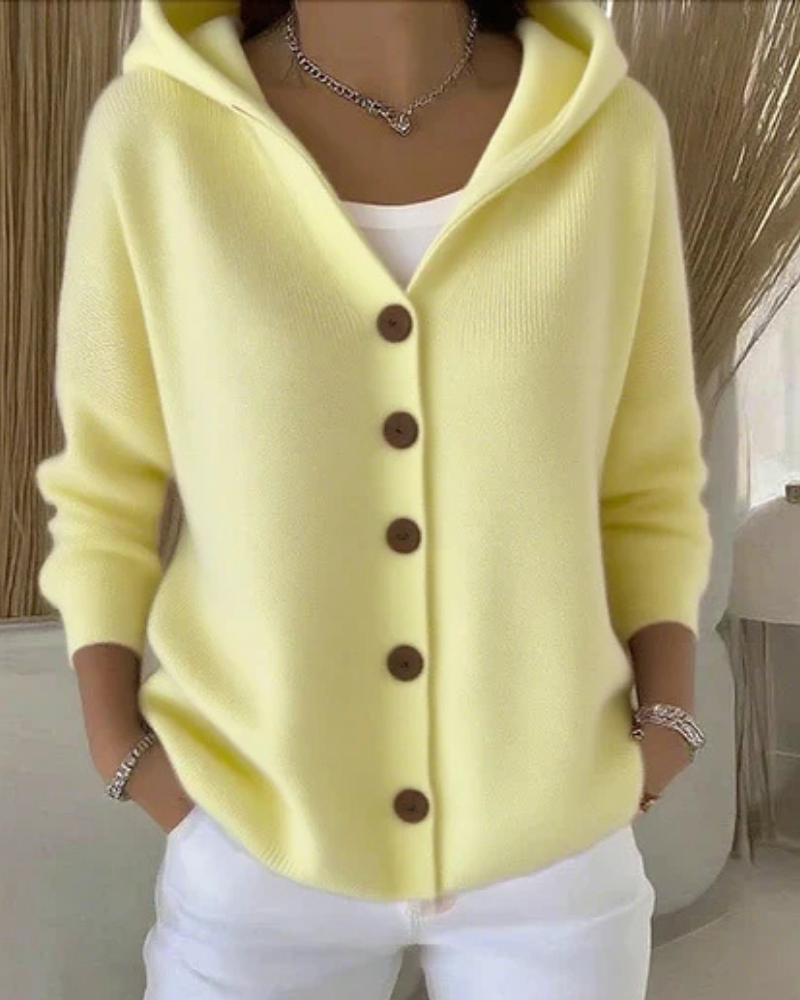 Ivy | Button Up Cardigan with Hooded Detail