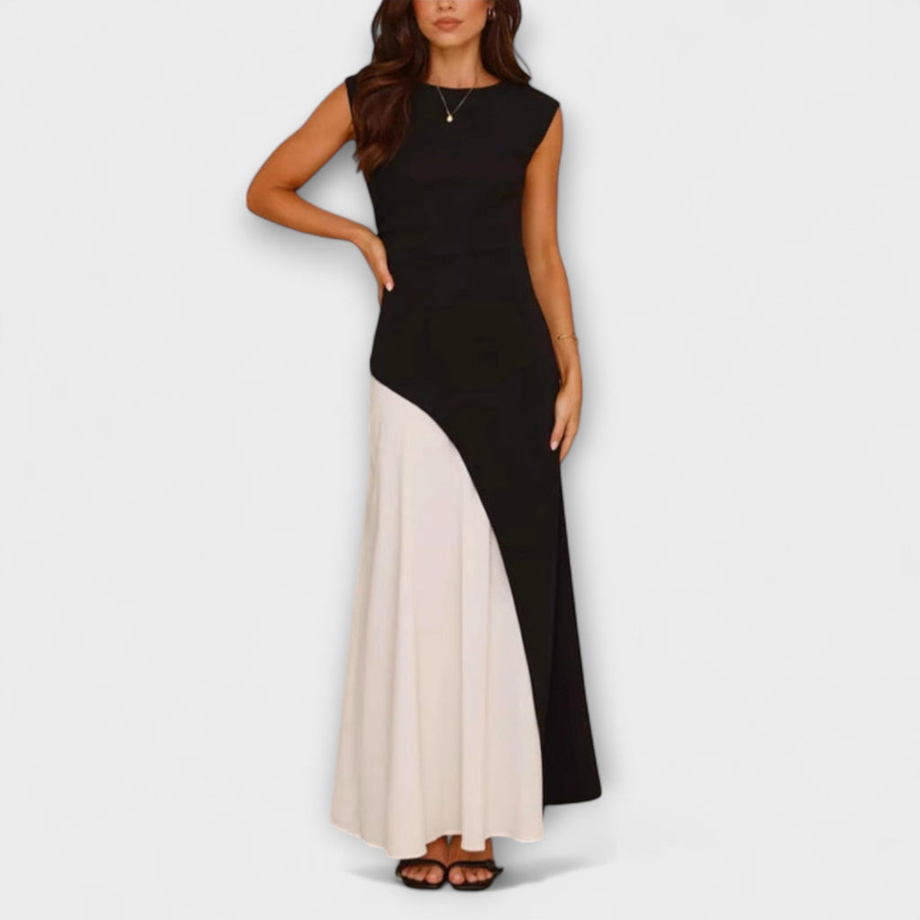 Style200™ | Isabel - Chic Monochrome Color Block Dress for Every Occasion
