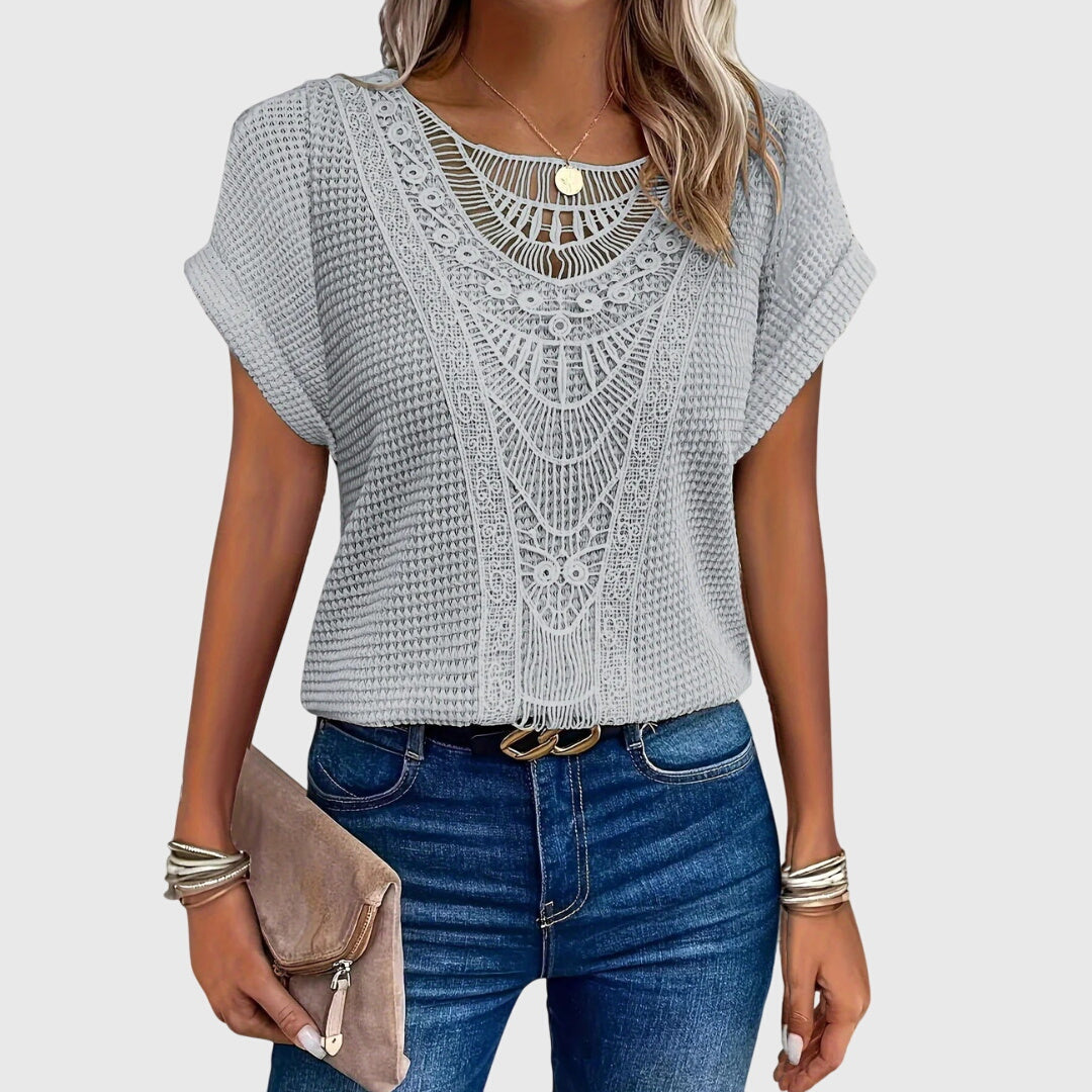 Style200™ | Chic Ibiza-Inspired Pearl Blouse for Every Occasion