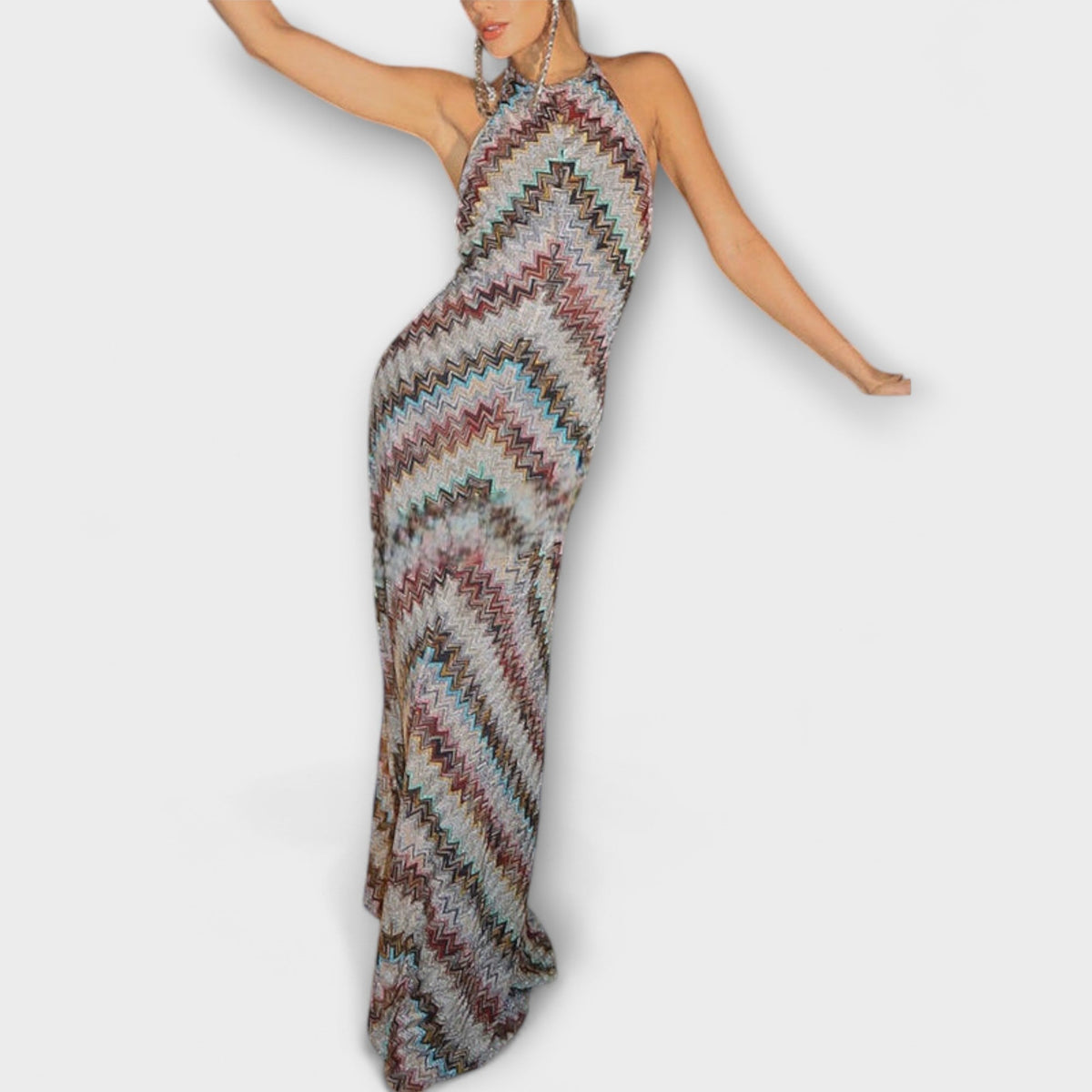 Style200™ | Reese Jodie Knit Dress – Vibrant Herringbone Style for Any Occasion
