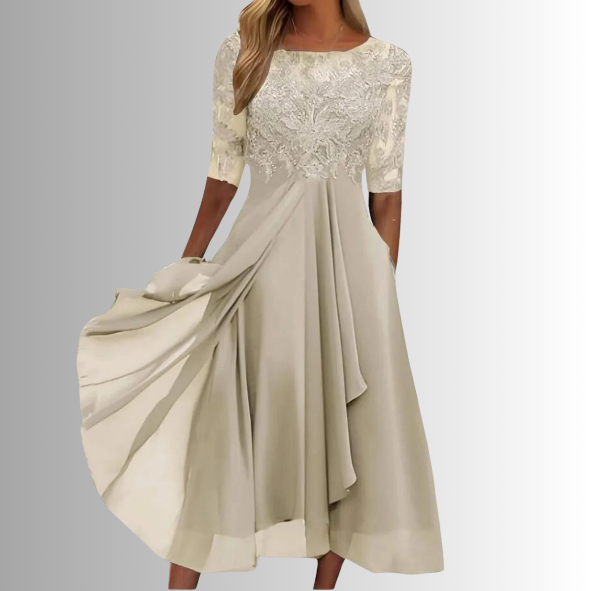Béatrice | Crew Neck Midi Dress