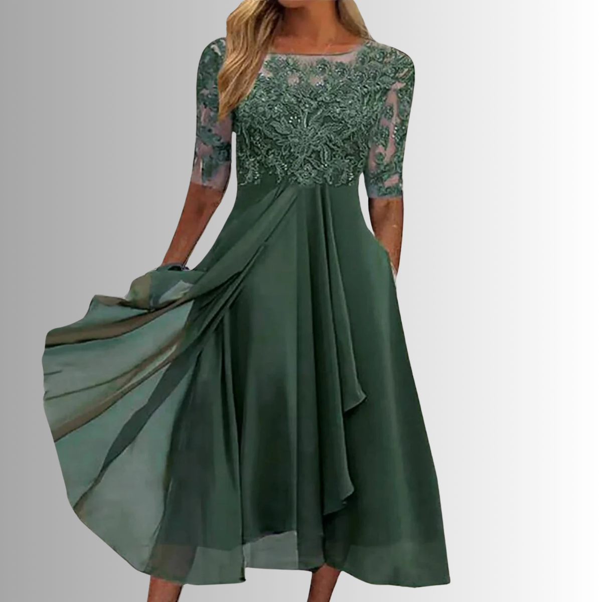 Béatrice | Crew Neck Midi Dress