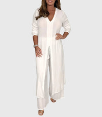 Pearl™ | Women's Duster Cardigan Two-Piece Set Wide Leg Pants