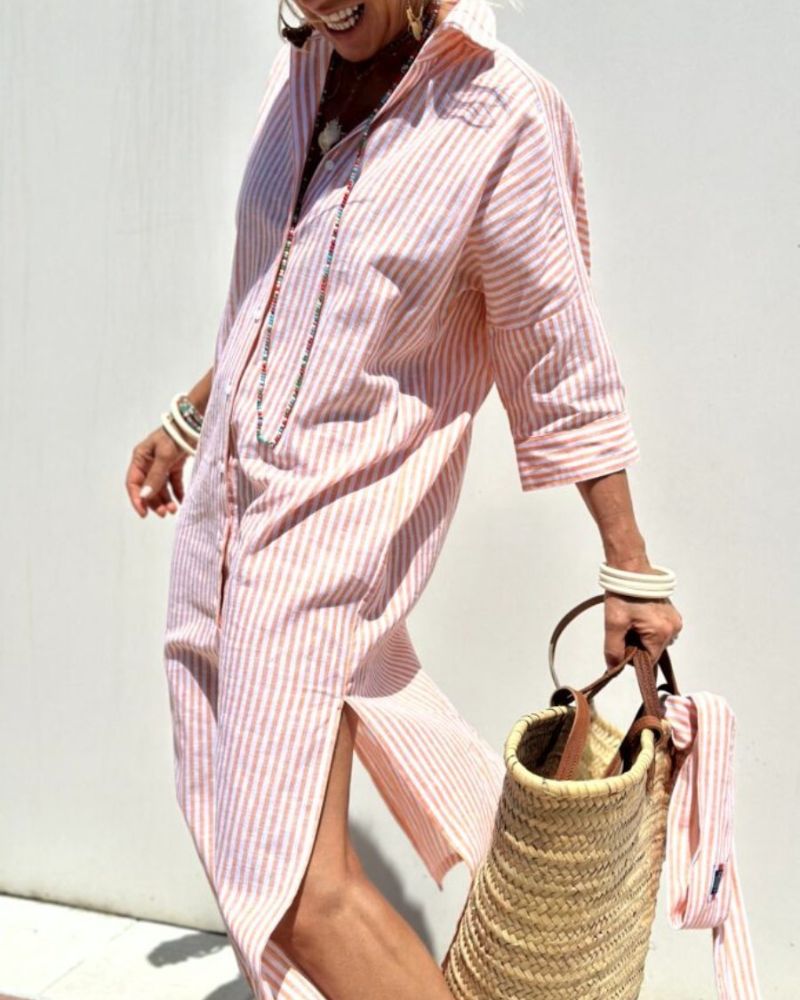Aria™ | Women Timeless Striped Summer Shirt Dress