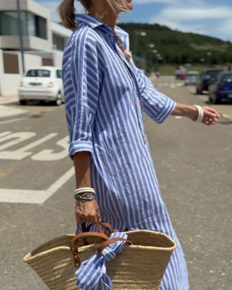 Aria™ | Women Timeless Striped Summer Shirt Dress