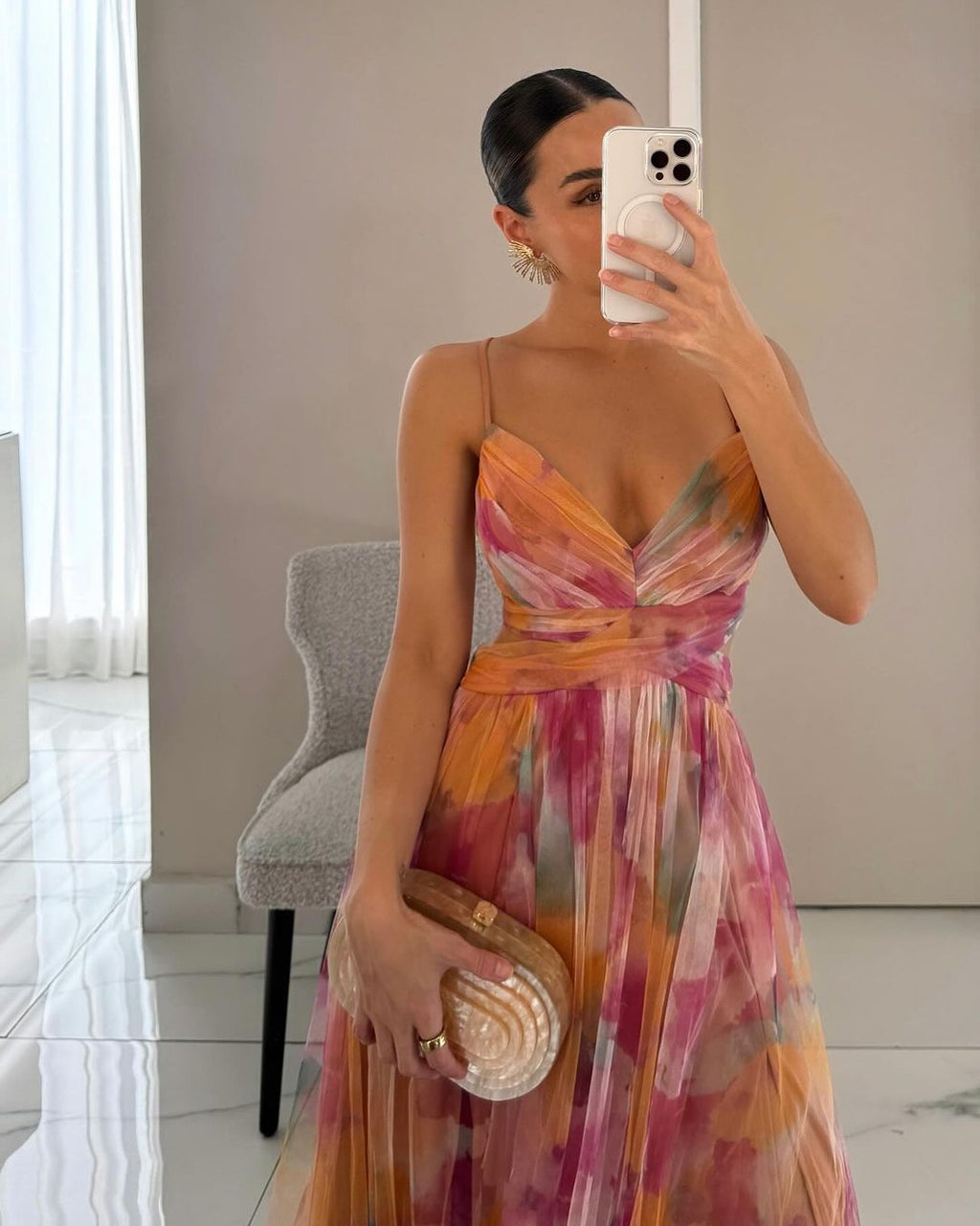 LUCÍA | Floral Organza Maxi Dress