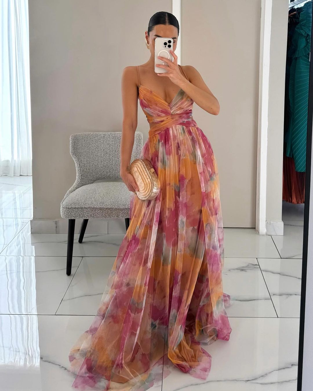 LUCÍA | Floral Organza Maxi Dress