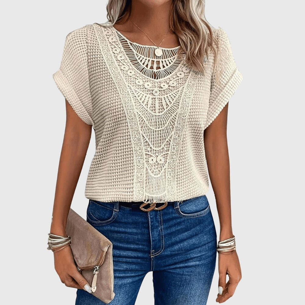 Style200™ | Chic Ibiza-Inspired Pearl Blouse for Every Occasion