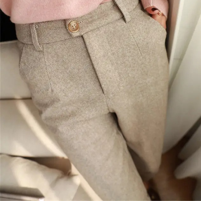 Harrow Herringbone Wool-Look Trousers