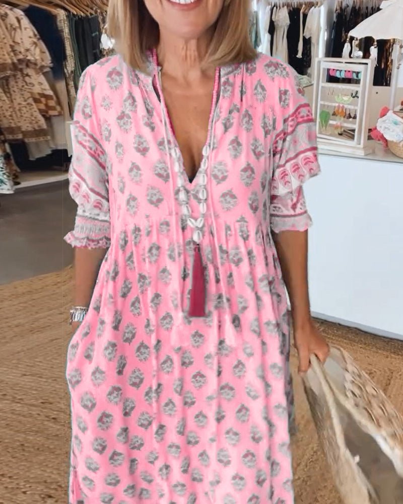 Mana™ | Floral V-Neck Dress for Stylish Occasions