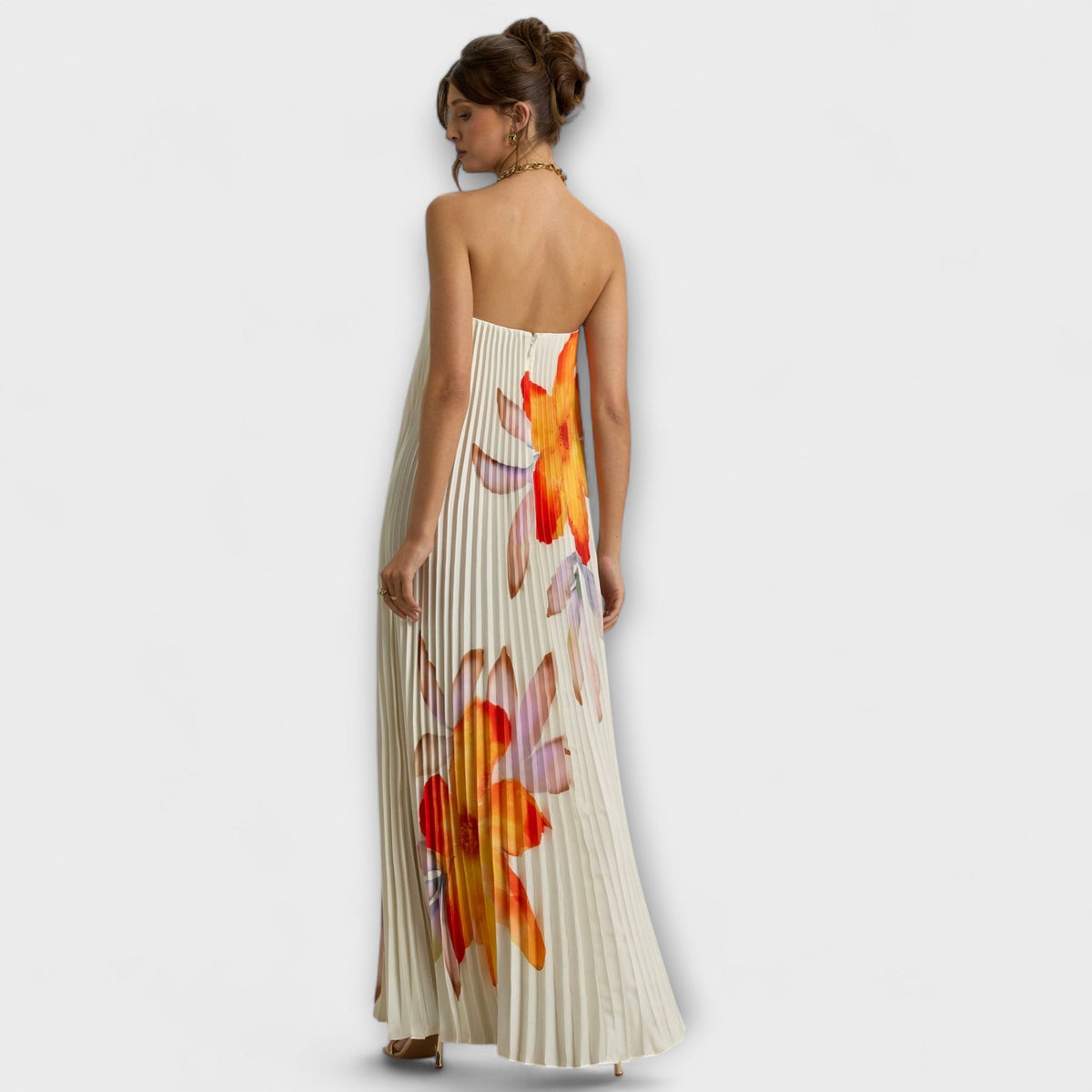 Style200™ | Michelle Orange Floral Maxi Dress for Special Occasions