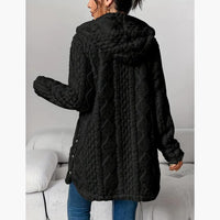 Reese | Long Cardigan with Fuzzy Cable Knit Texture