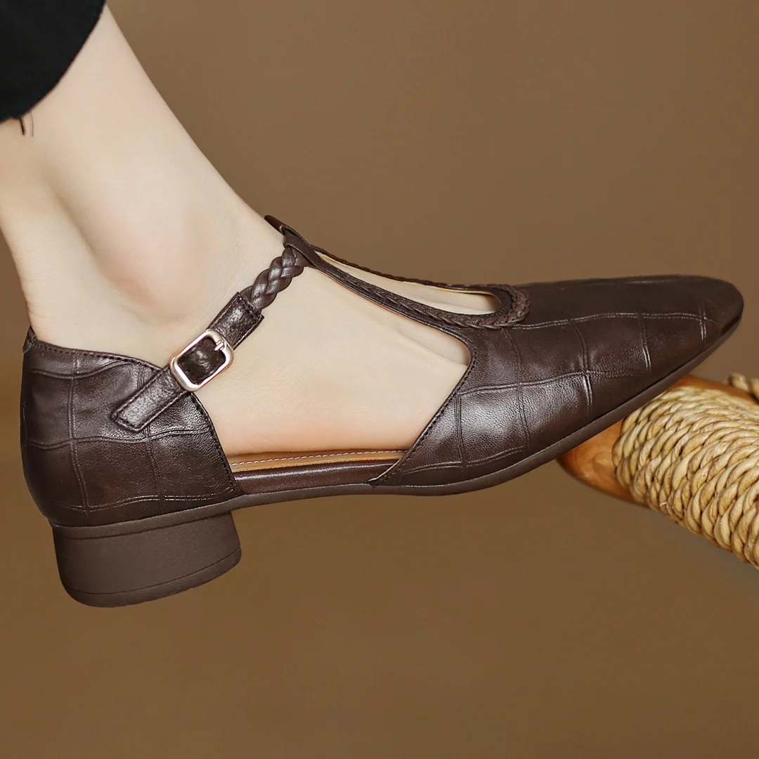 Margot™ | Women's Leather T-Strap Mary Jane Flats Pointed Toe Flat