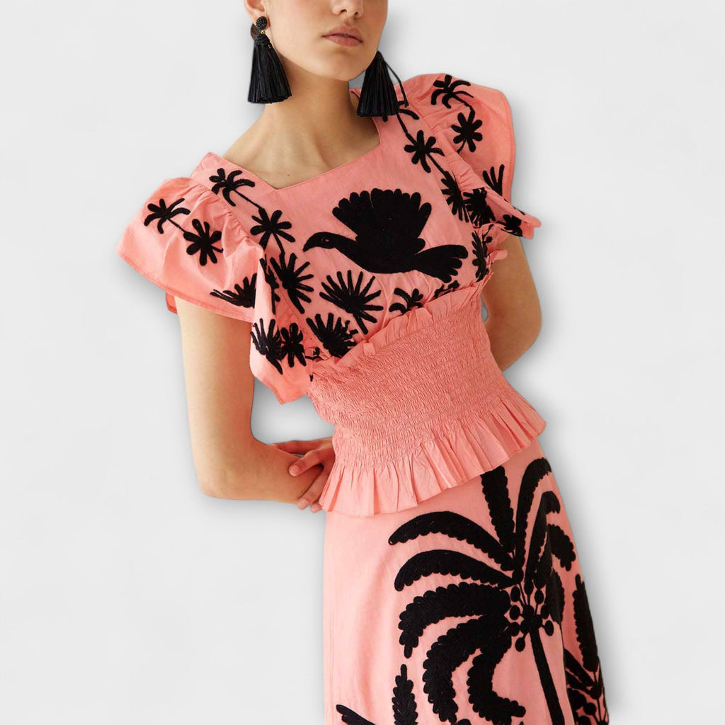 Style200™ | Chic Palm Tree Print Dress for Summer Events